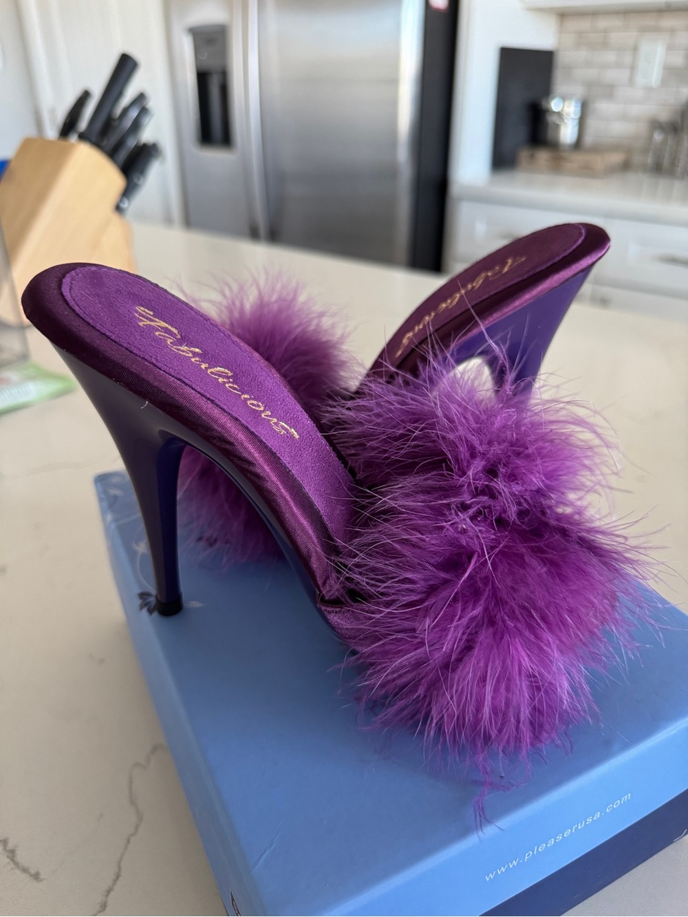 Pleaser FABULICIOUS Poise-501F feather heels